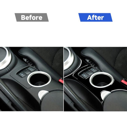 For Nissan 370Z Z34 2009- 3 in 1 Car Center Console Water Cup Holder Panel Decorative Sticker, Left and Right Drive Universal, Center Console Water Cup Holder Panel