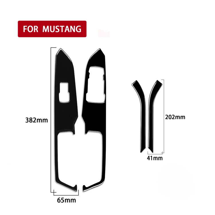For Ford Mustang 2015-2020 4 in 1 Car Window Lift Panel Decorative Sticker, Right Drive, 4 in 1 Window Lift Panel, Right Drive