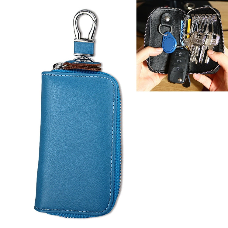 9092 Business Style Multifunctional Genuine Leather Zipper Car Key Bag