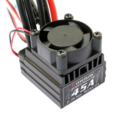 Flycolor Thunder Series 45A Sensorless Brushless Electronic Speed Controller with Fan for RC Car, 45A with Fan