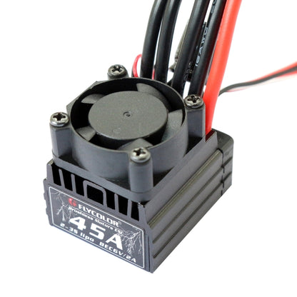 Flycolor Thunder Series 45A Sensorless Brushless Electronic Speed Controller with Fan for RC Car, 45A with Fan