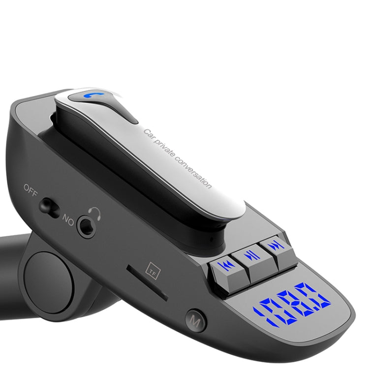 ER9 2 in 1 Hands-Free Calling Car Kit Wireless Bluetooth Headset Dual USB Charger FM Transmitter MP3 Music Player, ER9