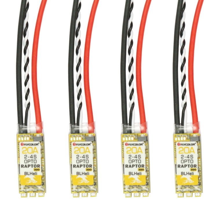 4 PCS Flycolor Raptor 390 20A 2-4S Electric Speed Controller, 390 20A 4 PCS