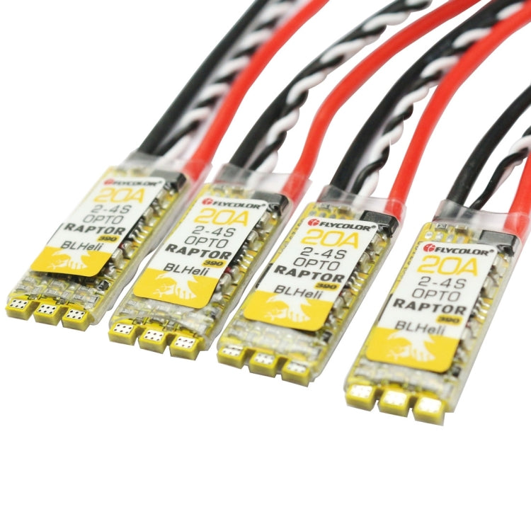 4 PCS Flycolor Raptor 390 20A 2-4S Electric Speed Controller, 390 20A 4 PCS