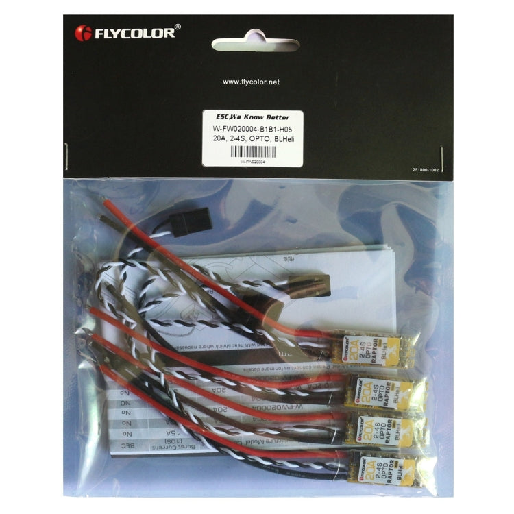 4 PCS Flycolor Raptor 390 20A 2-4S Electric Speed Controller, 390 20A 4 PCS