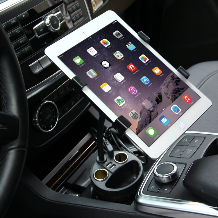 Olesson 2 in 1 Car Charger Cup Holder PowerCup Phone / Tablet Holder + 2.1A / 1A Dual-USB Ports Car Cigarette Lighter Socket Car Charger, 1629