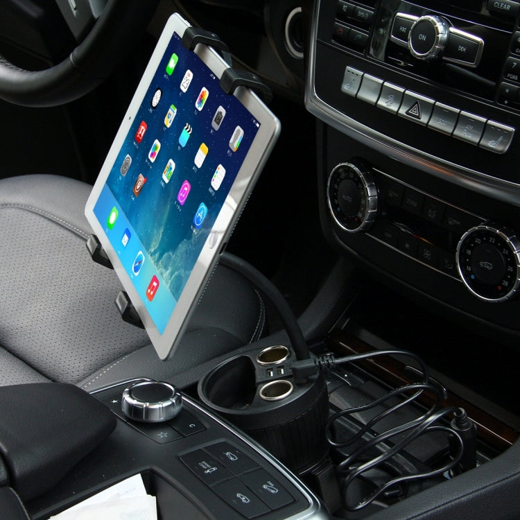 Olesson 2 in 1 Car Charger Cup Holder PowerCup Phone / Tablet Holder + 2.1A / 1A Dual-USB Ports Car Cigarette Lighter Socket Car Charger, 1629