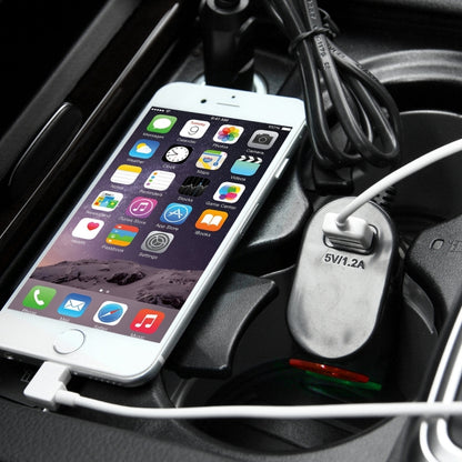 Olesson Streamlined Design 1.2A USB Car Cigarette Lighter Socket Car Charger with Color LED Light, 1631