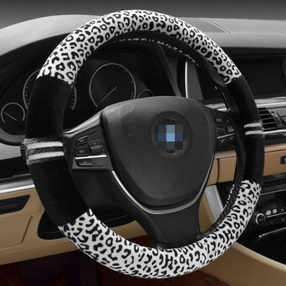Leopard Grain Steering Wheel Cover, Adaptation Steering Wheel Diameter: 37-38 cm, 37-38cm Beige, 37-38cm Coffee, 37-38cm Black