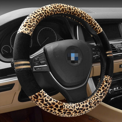 Leopard Grain Steering Wheel Cover, Adaptation Steering Wheel Diameter: 37-38 cm, 37-38cm Beige, 37-38cm Coffee, 37-38cm Black
