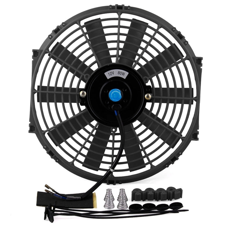 12V 80W 12 inch Car Cooling Fan High-power Modified Tank Fan Cooling Fan Powerful Auto Fan Mini Air Conditioner for Car, 12 inch (Black)