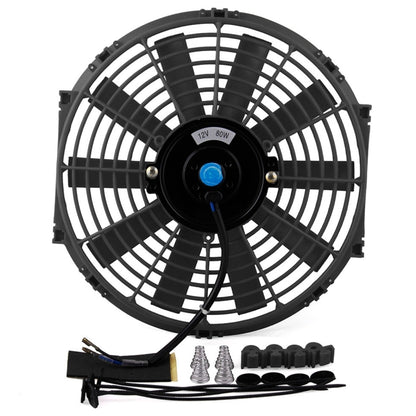 12V 80W 12 inch Car Cooling Fan High-power Modified Tank Fan Cooling Fan Powerful Auto Fan Mini Air Conditioner for Car, 12 inch (Black)