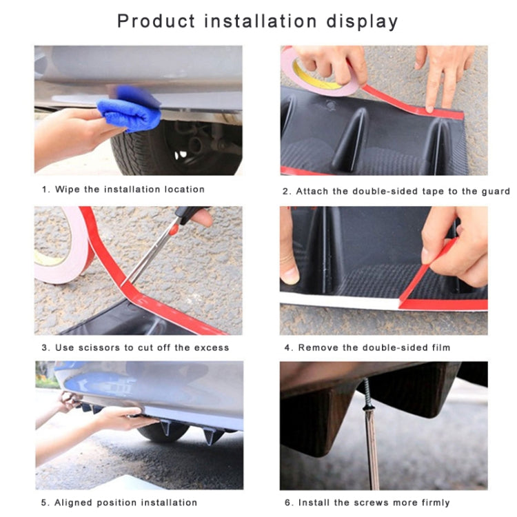 Universal Car Rear Bumper Lip Diffuser 5 Shark Fin Style Carbon Fiber  ABS, Size: 58.4 x 53.3 x 15.2cm, 60.0x18.0x5.0cm Carbon Fiber