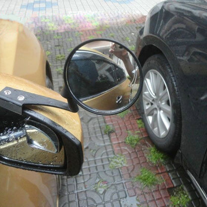 Vehicle Front Blind Area Wide-angle Adjustable Observation Mirror, Black Right Side, Silver Left Side