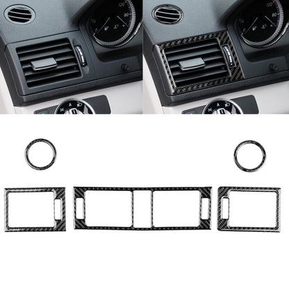 Car Carbon Fiber Air Outlet Ring + Intermediate Air Outlet + Side Air Outlet Panel Decorative Sticker for Mercedes-Benz W204 2007-2010, Air Outlet