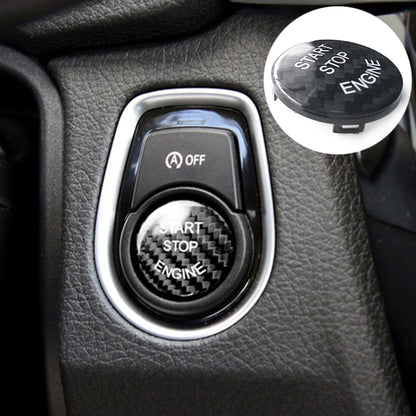 Car Carbon Fiber Engine Start Button Decoration Cover Trim for BMW E Chassis, For BMW E Chassis (Black)