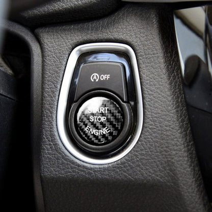 Car Carbon Fiber Engine Start Button Decoration Cover Trim for BMW E Chassis, For BMW E Chassis (Black)