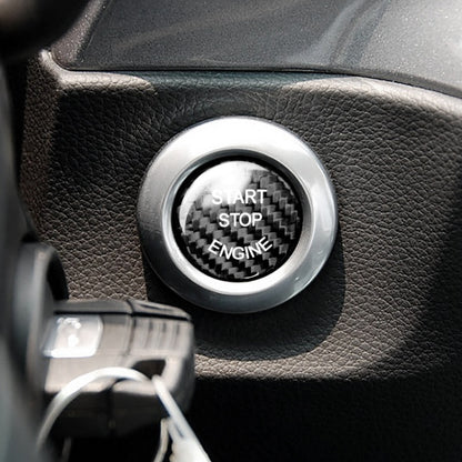 Car Carbon Fiber Engine Start Button Decoration Cover Trim for BMW E Chassis, For BMW E Chassis (Black)