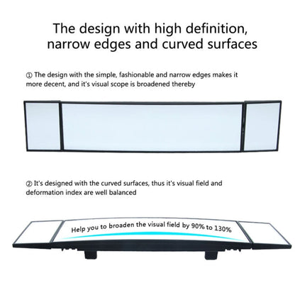 SHUNWEI Large Car Three-Fold Curve Surface Rear View Mirror Reverse Wide Angle Adjustable Angle Auxiliary Blind Area Retroreflector Reversing Wide-angle Lens, SD-2411