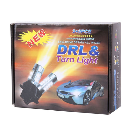 2 PCS T20/7440 10W 1000 LM 6000K White + Yellow Light DRL&Turn Light with 42 SMD-2835-LED Lamp，DC 12-24V, T20 42 SMD-2835-LED Lamp