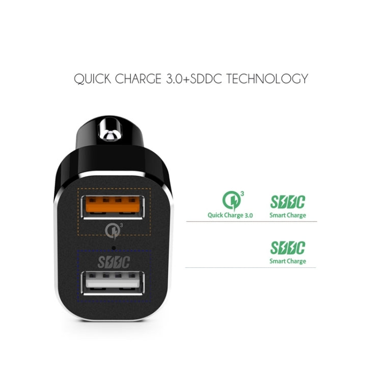 VEDFUN TurboDrive C210 Dual Ports Quick Charge 3.0 + SDDC Technology USB Car Charger for Smartphones and Tablets, C210