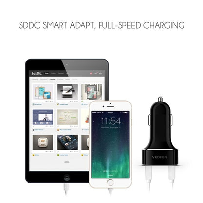 VEDFUN TurboDrive C210 Dual Ports Quick Charge 3.0 + SDDC Technology USB Car Charger for Smartphones and Tablets, C210
