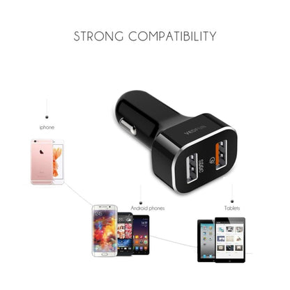 VEDFUN TurboDrive C210 Dual Ports Quick Charge 3.0 + SDDC Technology USB Car Charger for Smartphones and Tablets, C210