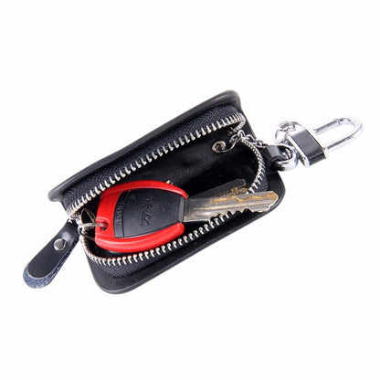 Universal Leather Wood Grain Texture Waist Hanging Zipper Wallets Key Holder Bag (No Include Key)