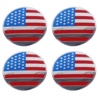 4 PCS USA Flag Metal Car Sticker Wheel Hub Caps Centre Cover Decoration, USA Flag