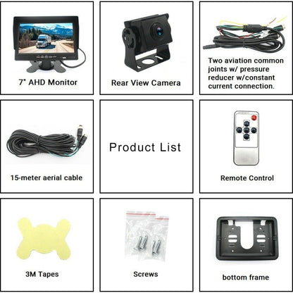 PZ612-AHD IP67 120 Degree Car AHD 1080P 2 Megapixels 7 inch 1-Way Rearview Mirror Monitor, Night Vision Full Color, PZ612-AHD