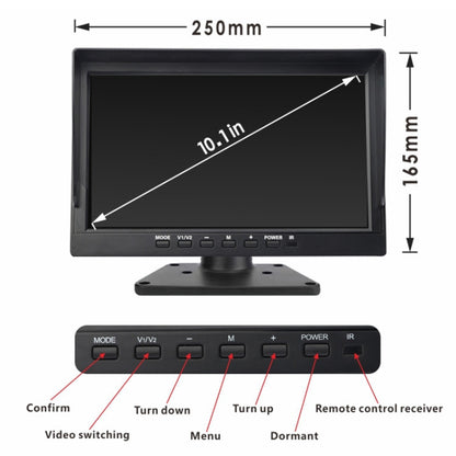 PZ614-4AHD IP67 120 Degree Car AHD 1080P 2 Megapixels 10 inch 4-Way Rearview Mirror Monitor, Night Vision Full Color, with Video Function, PZ612-4AHD