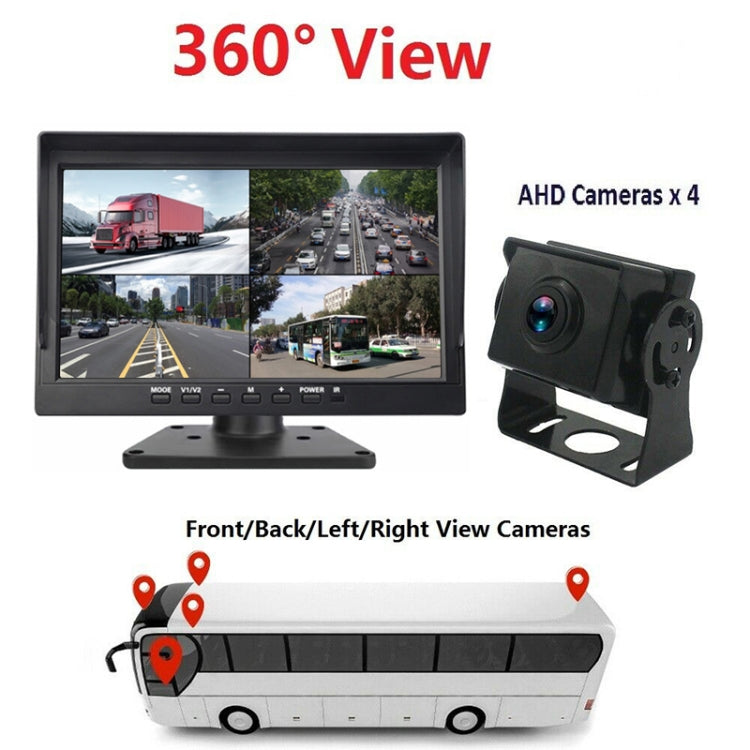 PZ614-4AHD IP67 120 Degree Car AHD 1080P 2 Megapixels 10 inch 4-Way Rearview Mirror Monitor, Night Vision Full Color, with Video Function, PZ612-4AHD
