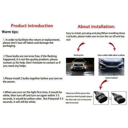 2 PCS EV15 H8 / H11 DC9-32V / 6W / IP67 Car LED Double Color Fog Light, Cold White Light + Amber Light, EV15 H8 / H11
