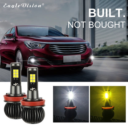 2 PCS EV15 H8 / H11 DC9-32V / 6W / IP67 Car LED Double Color Fog Light, Cold White Light + Amber Light, EV15 H8 / H11