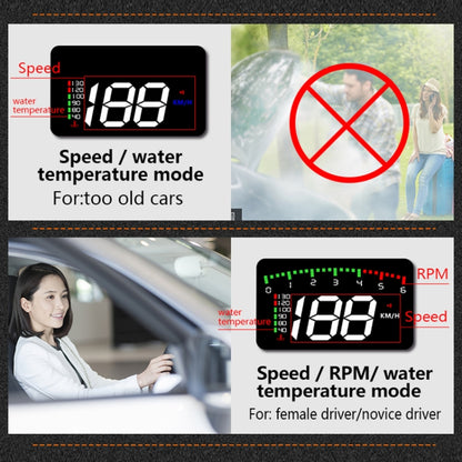 A900 OBD2 3.5 inch Vehicle-mounted Head Up Display Security System, Support Car Speed / Engine Revolving Speed Display / Water Temperature / Voltage / Driving Mileage, A900