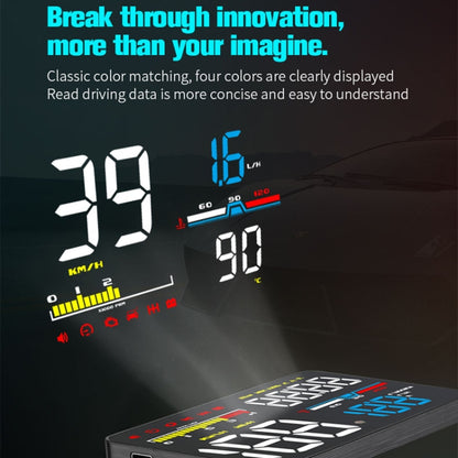 D5000 OBD2 5 inch Vehicle-mounted Head Up Display Security System, Support Car Speed / Engine Revolving Speed Display / Water Temperature / Battery Voltage / Detection and Elimination Fault Code, D5000