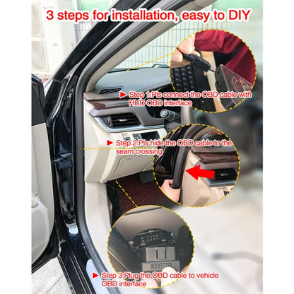 D2500 OBD2+GPS 4 inch Vehicle-mounted Head Up Display Security System, Support Car Speed / Engine Revolving Speed Display / Water Temperature / Battery Voltage / Running Speed & Direction & Distance, D2500
