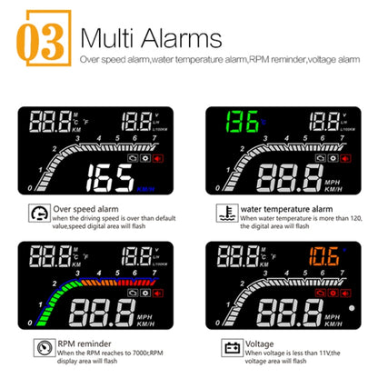 T100 OBD2 4 inch Vehicle-mounted Head Up Display Security System, Support Car Speed / Engine Revolving Speed Display / Instantaneous Fuel Consumption / Detection and Elimination Fault Code, T100