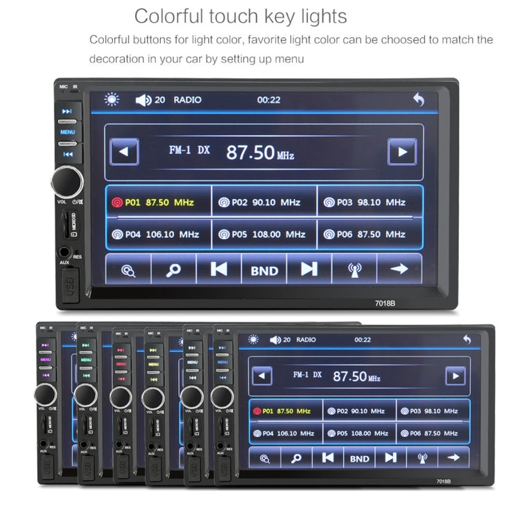 7018B 7.0 inch HD Touch Screen Dual DIN Car Radio Bluetooth Stereo MP3 / MP4 / MP5 Player with Remote Control, with Rearview Camera, 6800 Module, Support  FM / TF Card / USB Flash Disk, 7018B