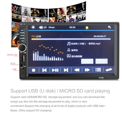 7018B 7.0 inch HD Touch Screen Dual DIN Car Radio Bluetooth Stereo MP3 / MP4 / MP5 Player with Remote Control, with Rearview Camera, 6800 Module, Support  FM / TF Card / USB Flash Disk, 7018B