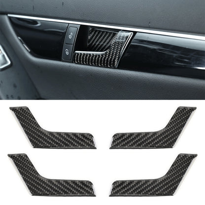 4 PCS Car Door Inner Handle Panel Carbon Fiber Decorative Sticker for Mercedes-Benz W204 2007-2013, Door Inner Handle Panel