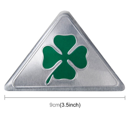 Four Leaf Clover Herb Luck Symbol Aluminum Slim Triangle Badge Emblem Labeling Sticker Styling Car Dashboard  Decoration, Four Leaf Clover 1, Four Leaf Clover 2