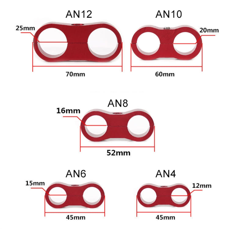 AN12 Automotive 2-hole High Pressure Tubing Fixing Clip Car Tubing Clamp Aluminum Alloy Clip Tubing Separator, Random Color Delivery, AN12