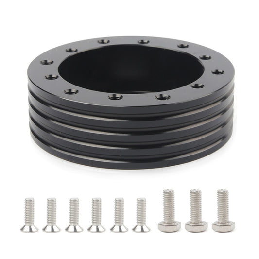Car Hub for 6-Hole to 3-Hole Steering Wheel Adapter Boss Kit Steering Wheel Spacer Bolts, Adapter (Black)