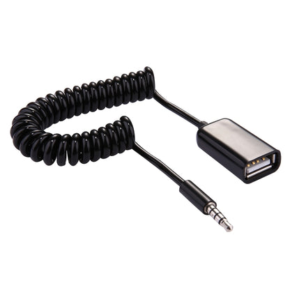 3.5mm Male to USB 2.0 Female Audio Converter Retractable Coiled Cable for Car MP3 Speaker U Disk, Length: 1m, 1pcs