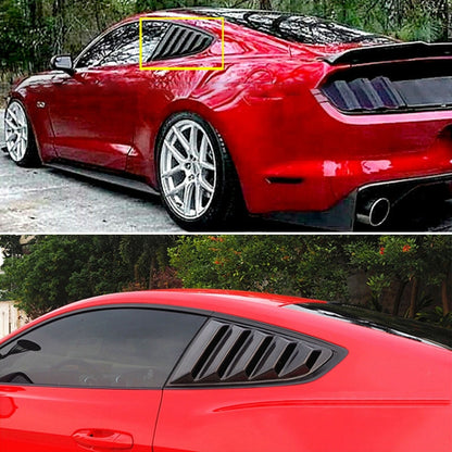 2 PCS Carbon Fiber Painted Panel Side Window Louver Cover Cooling Panel Trim Set for Ford Mustang 2015-2018, Carbon Fiber Painted Panel