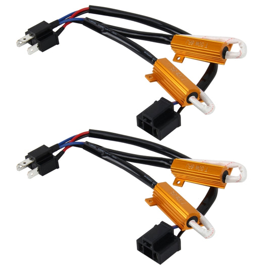 2 PCS H4 Car Canbus Error Canceller Decoder Load Resistor LED 50W 8 Ohm No Blinking Decoder Heat Resistance Aluminum Case Heat Sink High Power Metal Shell Resistance, H4