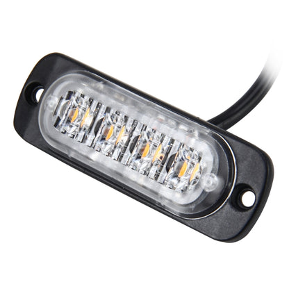 DC 12V-24V 2W 4LEDs SMD-2835 Lamps 17 Flash Patterns 3 Lines Car Flash Lamp Waterproof Car Truck Emergency Strobe Flash Warning Light, Cable Length: 90cm, 4LEDs