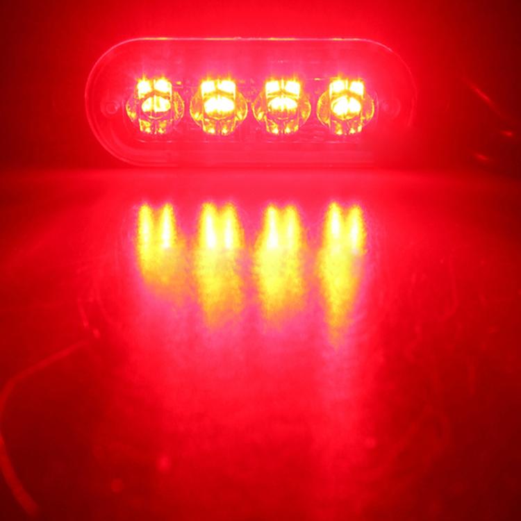 DC 12V-24V 2W 4LEDs SMD-2835 Lamps 17 Flash Patterns 3 Lines Car Flash Lamp Waterproof Car Truck Emergency Strobe Flash Warning Light, Cable Length: 90cm, 4LEDs