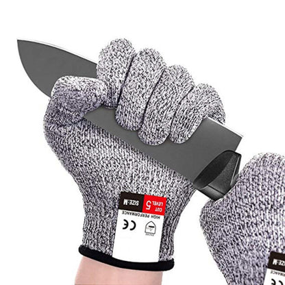 A Pair Cut-resistant Gardening Gloves HPPE Food-grade 5-Level Anti-cutting Anti-wear Safety Working Gloves, Size: XL, Length: 26cm, Size: XL/Black, Size: XL/White